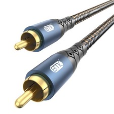 Blue 10 Ft RCA Subwoofer Cable 24K Gold Plated Audio Cord