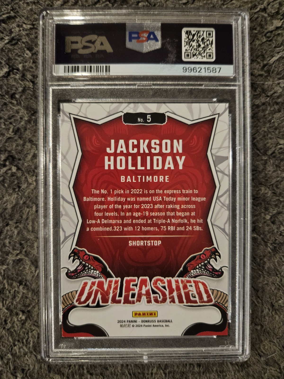 2024 Jackson Holliday + James Wood + Logan Tanner PSA 9 Graded Prospect Lot view 4