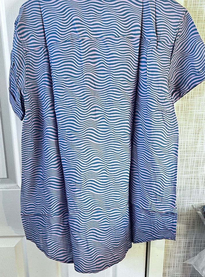 Wildfang The Essential Button Up Short Sleeve Sonic Print Pink Blue ...