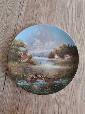 Sammelteller Nr.7 ''Auslauf der Fischer'' 1987 Lückels idyllisches Dorfleben