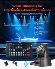 DMX Wireless Receiver, 7 Receivers 1 Transmitter, 2.4G ISM Band, Black