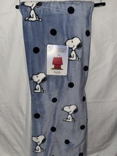 Peanuts Snoopy Berkshire Plush Throw Blanket-Blue with Black Polkadots 60x70 NWT