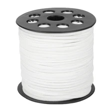 98 Yd x 2.6mm Flat Leather String Cord Faux Suede Cord Leather Strip White