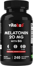 Melatonin 20mg High Potency Natural Sleep Aid Berry Flavor 240 Fast Dissolve TAB
