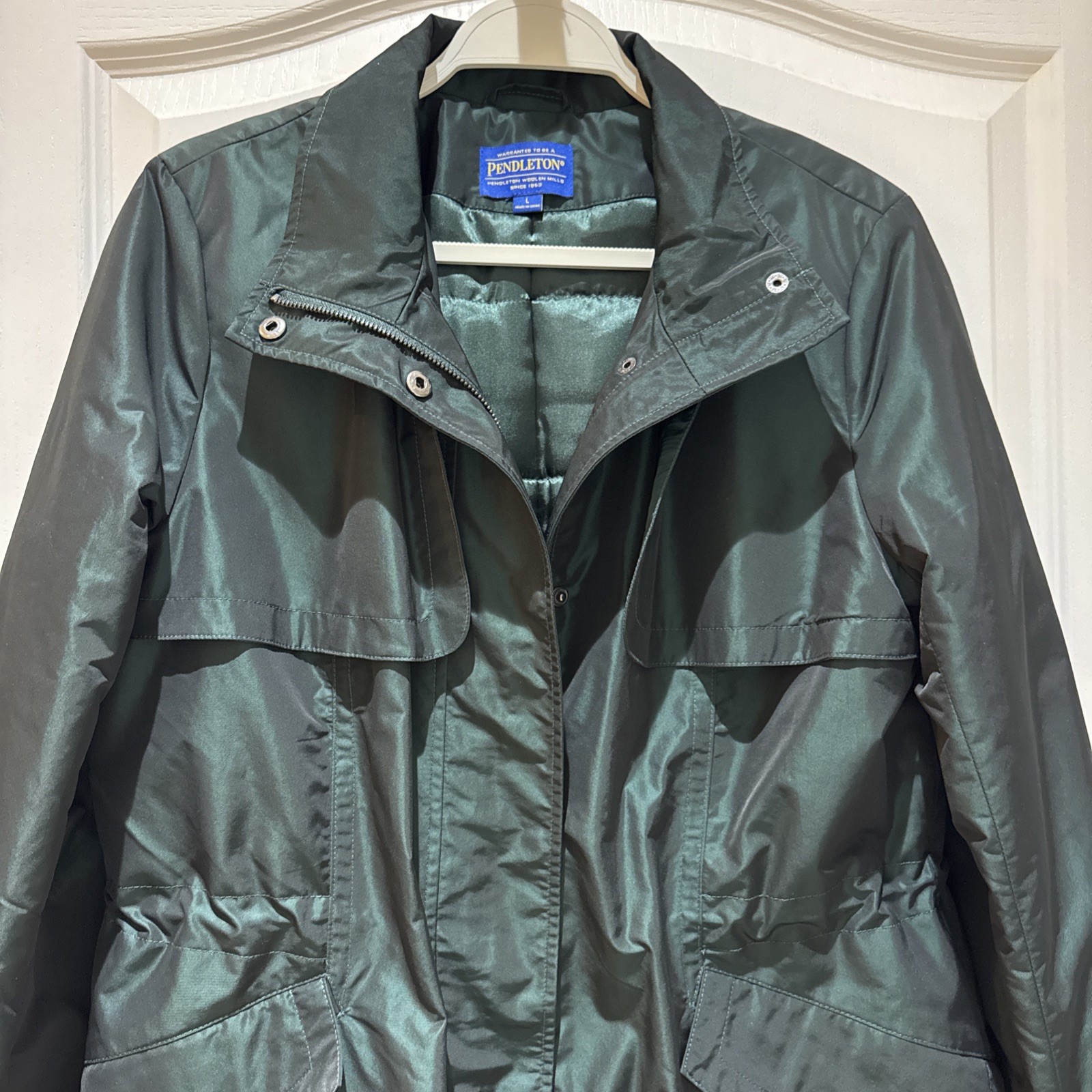 Pendleton Women’s Lined Rain Jacket Metallic Gree… - image 2