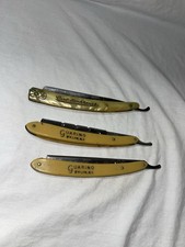 (3) Vtg Straight Razor  Lot Carl Monkhouse Solingen, GER & Guarino Brooklyn, NY