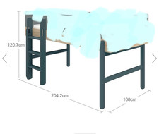 FLEXA Popsicle Pfosten halbhohes Bett, senkrechte Leiter, Vorhang Ritterburg