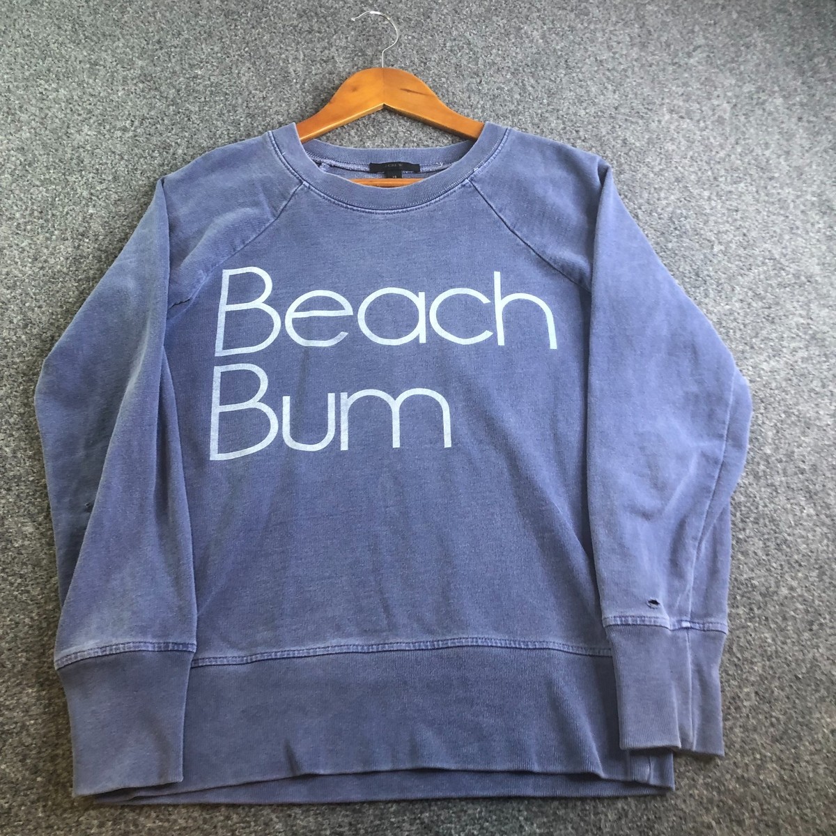 J Crew Sweatshirt Womens Extra Small Blue Beach Bum Raglan Crew 