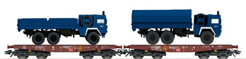 Märklin 48718  2 4-achsige Schwerlastwagen Bauart Rlmmps 651 mit MAN-LKW NEUWARE | Zustand: Neu
