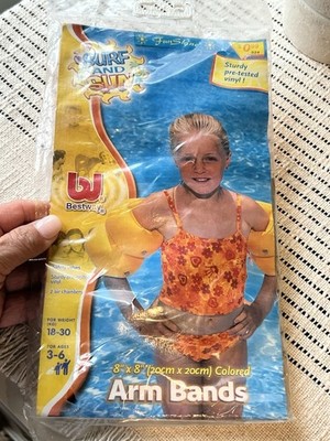 2003 Bestway Surf and Sun Swim Arm Bands Floatie Orange #13138-1 Ages 3-6 NOS