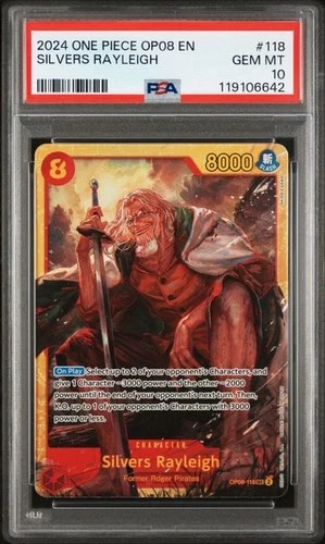 SILVERS RAYLEIGH 2024 ONE PIECE SECRET RARE OP08-118 GRADED PSA 10