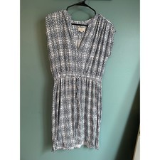 Loft Blue and White Patterned Fit and Flare Summer Sundress