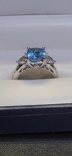 Vintage Sterling Silver Blue Topaz Cubic Zirconia Size 7