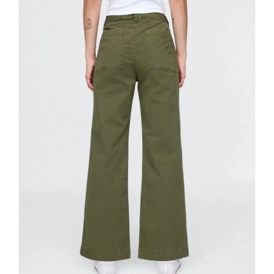 Pantalones chinos GAP tiro alto zancada para mujer talla 14 verde oliva pierna ancha Foto 2 de 4