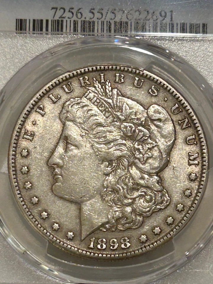 1898 S Morgan Silver Dollar PCGS AU55 Tougher Date Morgan - Image 2 of 4