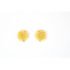 Vintage Art Deco Carved Yellow Flower Celluloid Dress Clips Pair Hair Clip