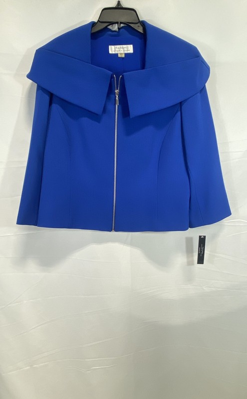 Tahari Women's Royal Blue Full Zip Wide Collar Blazer Jacket NWT Size 16