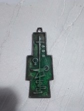 Medaglia Ciondolo Croce Smalto Verde Cm 6