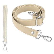 28-52 Inch Adjustable Leather Purse Strap with Wristlet, Apricot/Silver