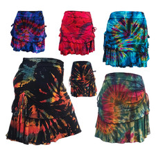 Tie Dye hippie Mini Skirt womens bohemian Viscose Boho hippy elastic clothing