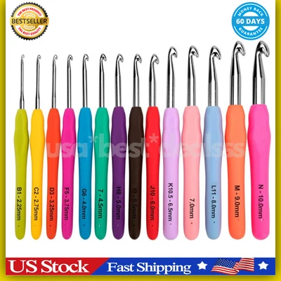 Crochet Hooks Set Clover Amour Steel Pastel 14 Pcs Ergonomic Easy Grip Bright