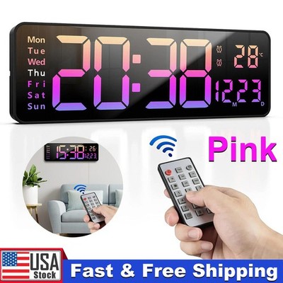 16'' Large Digital Wall Clock with Remote, Large Display LED Wall Clock Timer NEW
