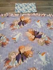 Disney's Frozen Hand Tied Fleece Blanket w/Anna, Elsa Olaf 50 45" Pillowcase