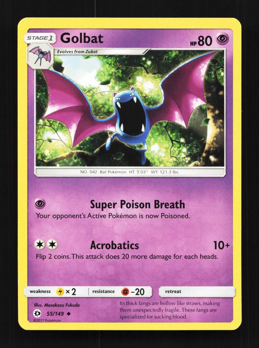 Golbat 55/149 LP Sun & Moon English Pokemon Card TCG