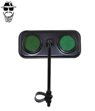 1x ORIGINAL LOWRIDER Rectangle Black Bicycle Mirror Dual Green Reflectors BMX.