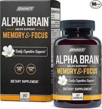 Onnit Labs Alpha Brain Memory & Focus Dietary Supplements- 90 Capsules NEW