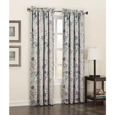 Stone Floral Rod Pocket Room Darkening Curtain - 54 In. W X 84 In. L