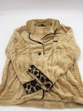 Soft  Cozy Co. Plush Button Front Pajama Set, Tan/Black, M/L