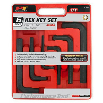 Performance Tool Hex Key Set Jumbo 6 Piece SAE W1939 New