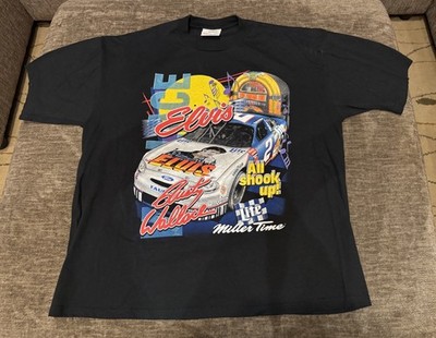 Vtg 1998 NASCAR RUSTY WALLACE #2 Miller Lite Elvis ALL SHOOK UP Tshirt Sz XL
