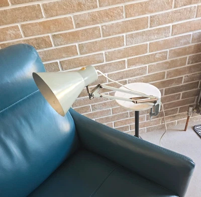 Industrial Luxo Grey Metal Clamp-On Desk Lamp Adjustable Arm Cone Shade E27 60W - Image 1 of 4