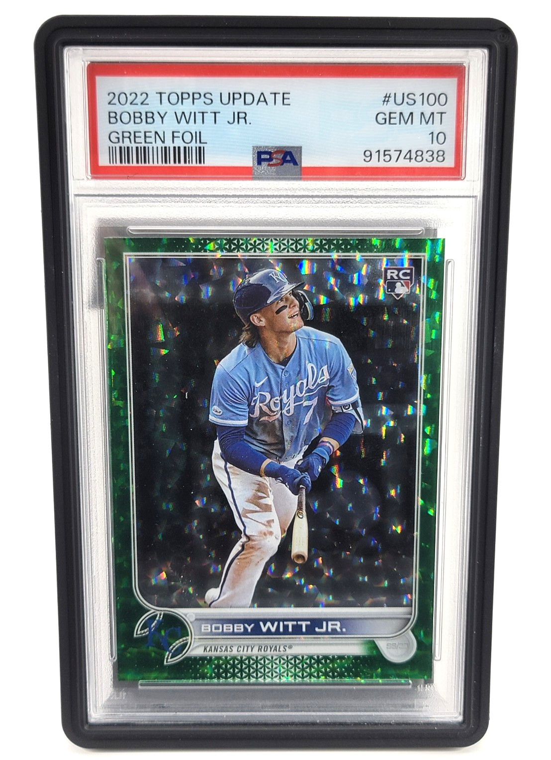 2022 TOPPS UPDATE GREEN FOIL #US100 BOBBY WITT JR. ROOKIE RC 186/499 PSA 10