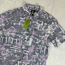 NWT Quicksilver Nu Vintage Button Up Shirt Short Sleeve Woven Mens Large