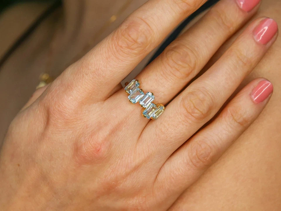 3.50 Ct Emerald Cut Natural Peridot & Diamond Wedding 14K Ring Yellow Gold Sz 6 - Image 4 of 4