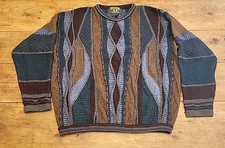 Vintage 90s Coogi Style Textured 3D Sweater Canada Tosani Multi Color Large 