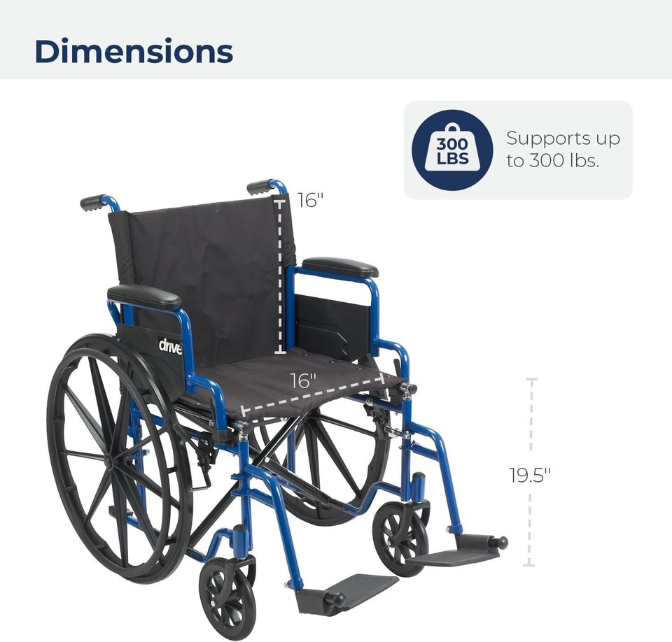 Drive Medical Blue Streak Wheelchair with Flip Back Desk Arms eBay