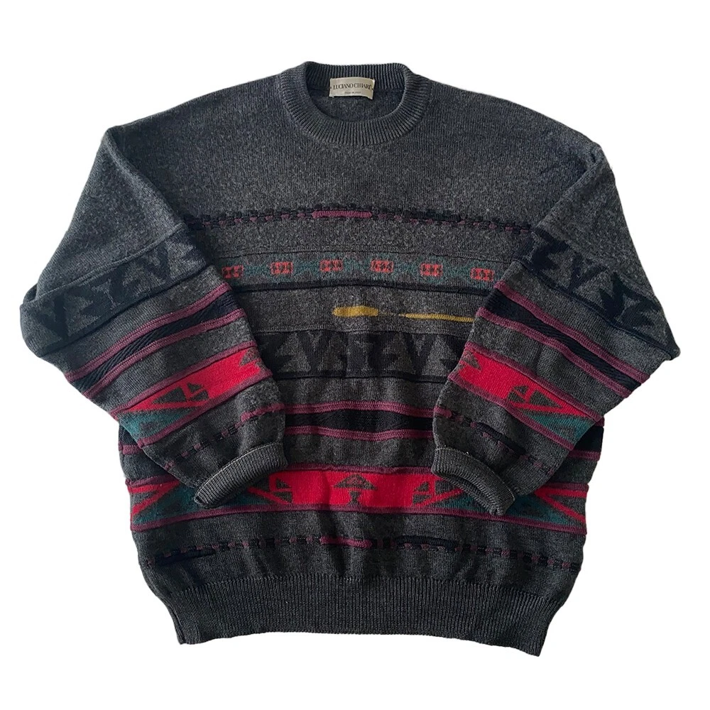 Vintage Sweater Knit | Size XL Unisex | 90s Retro Vintage Sweater Oversize Crazy