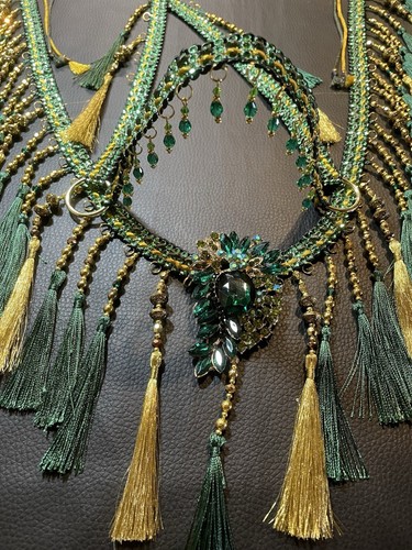 Araber Showhalfter-Set,vorführ Halfter,Pferdeschmuck,grün/gold , Pferd - Bild 4 von 9