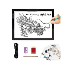A4 Wireless LED Light Pad with Innovative Stand and Top Clip, TOHETO Recharge...