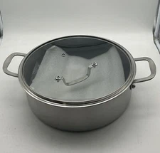 DELARLO Tri-Ply Stainless Steel 7QT Saute Pan 12 Inch Deep Frying Pan 