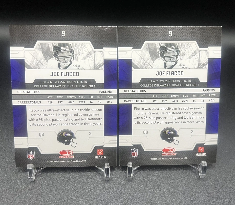 2009 Donruss Elite Joe Flacco 2nd Year Card #9 Hot! Cleveland Browns  - Image 2 of 2