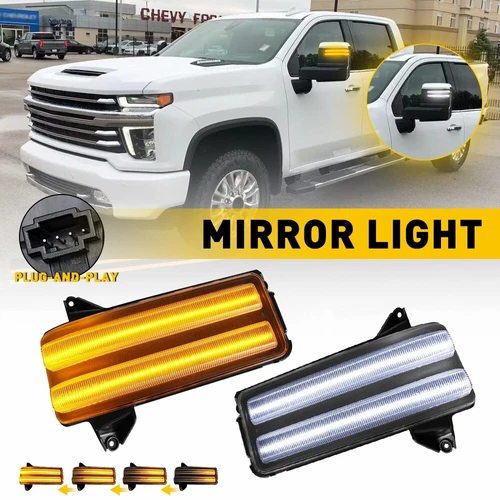 Sequential LED Side View Mirror Turn Signal Light For 2020-23 Silverado Sierra A