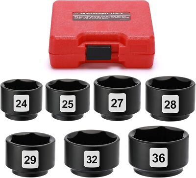 7 Pieces 3/8'' Drive Low Profile Oil Filter Cap Wrench Socket Set Oil Filter Cap 