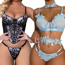 Womens Sexy Lingerie Lace Floral Corsets Crop...
