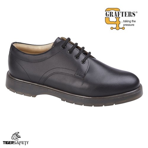 Grafters M181A Mens Black Leather Formal Air Cushion Cadet Parade