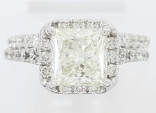 Princess Cut Diamond Halo Engagement Ring Set 2.82 ct 14K White Gold Retail 16K